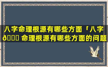 八字命理根源有哪些方面「八字 🐛 命理根源有哪些方面的问题」